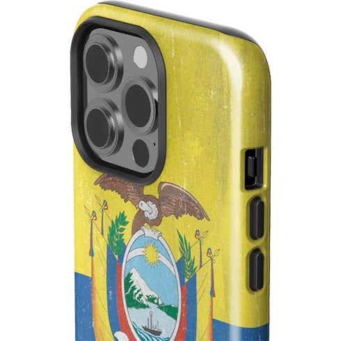 Ecuador Flag Distressed iPhone 15 Pro Impact Case